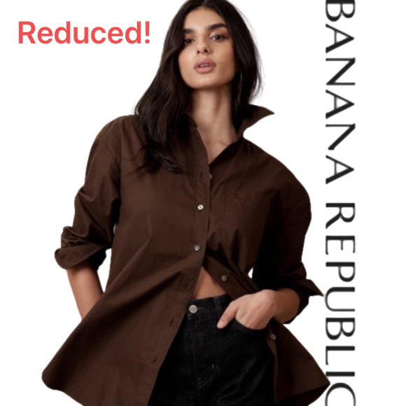 Banana Republic Tops - BANANA REPUBLIC Roasted Cacao Brown 'The Oversized Shirt' in Medium/Large